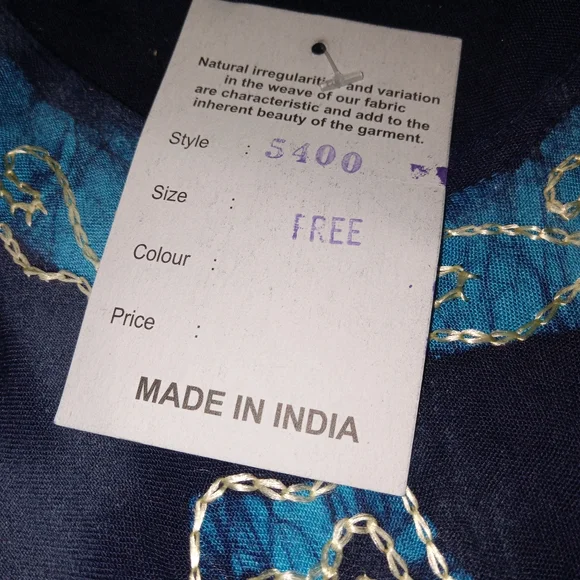 Nwt S R Fashion Navy Floral Embroidered Boho Cotton Dress Free Size - Picture 4 of 8